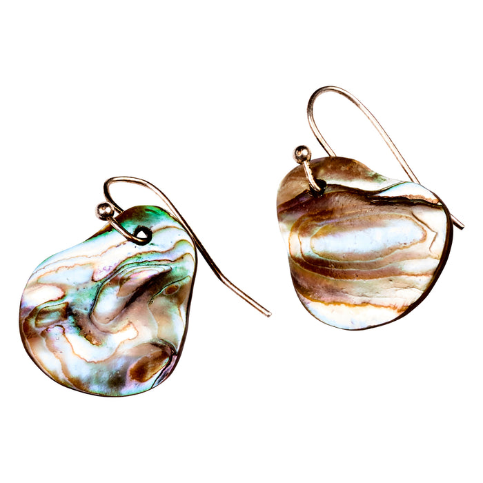 Sterling Silver Earrings With Green Abalone Shell