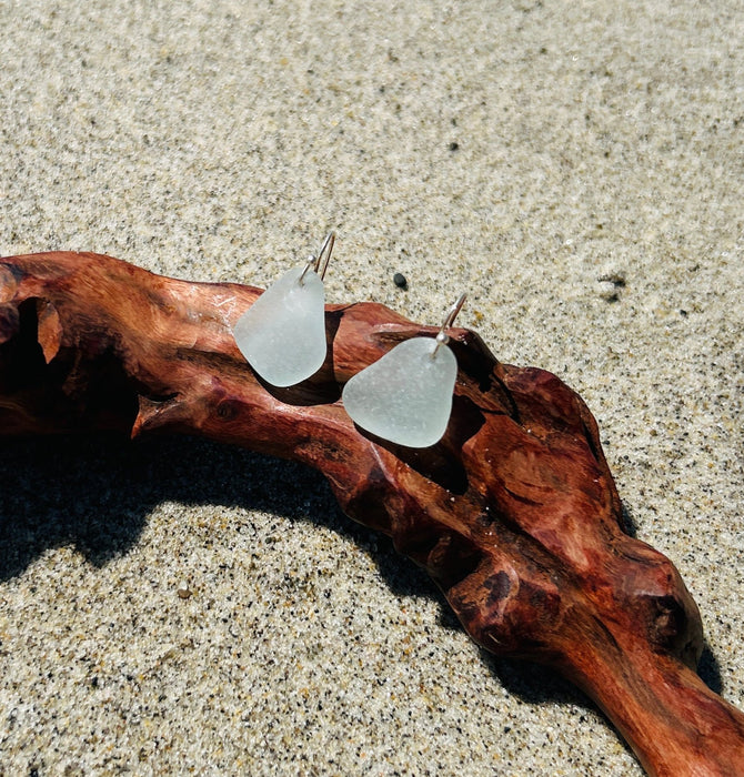 Sterling Silver Earrings with Sea Glass