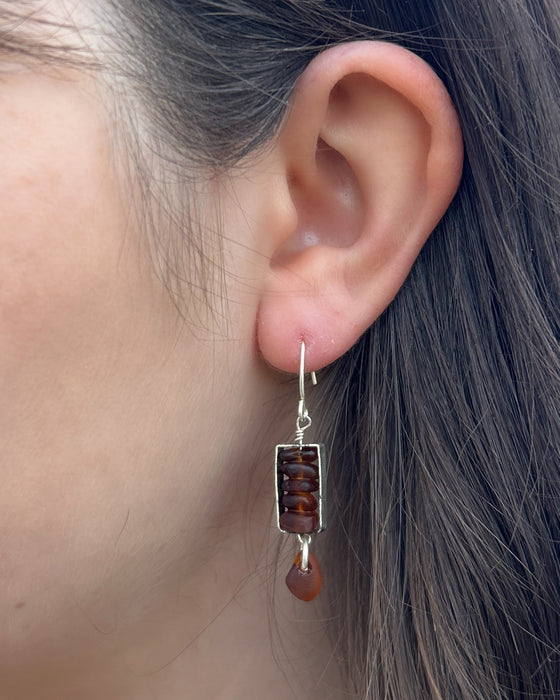 Sterling Silver Earrings With Sea Glass