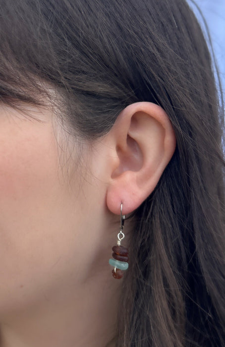 Sterling Silver Earrings with Sea Glass