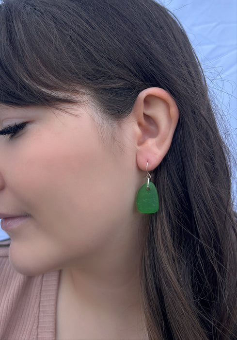 Sterling Silver Earrings with Sea Glass