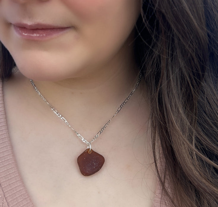 Sterling Silver Necklace With Sea Glass Pendant