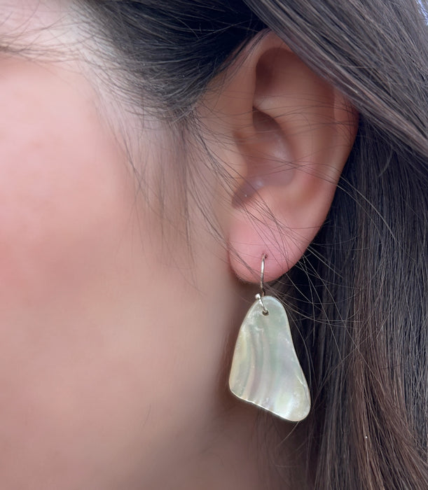 Sterling Silver Earrings with Polished Turban Shell