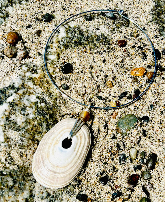 Sterling Silver Necklace with Keyhole Limpet Pendant