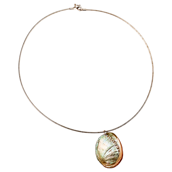 Sterling Silver Choker With Abalone Shell Pendant