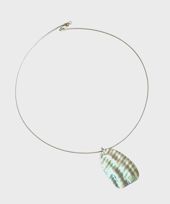 Flex Choker - Young Abalone Shell Pendant Rectangular