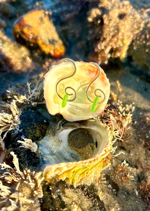 Sterling Silver Earrings With Sea Glass