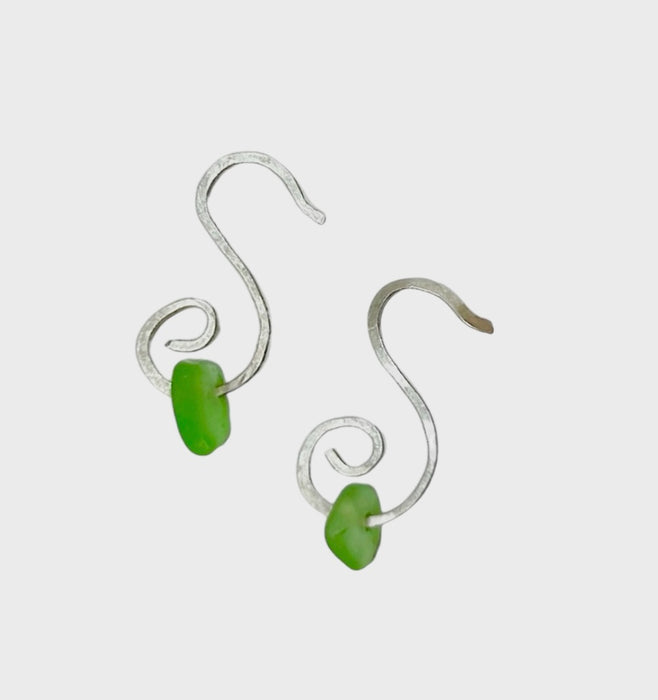 Sterling Silver Earrings With Sea Glass