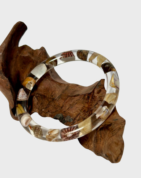 Epoxy Resin Bangle With Embedded Shells